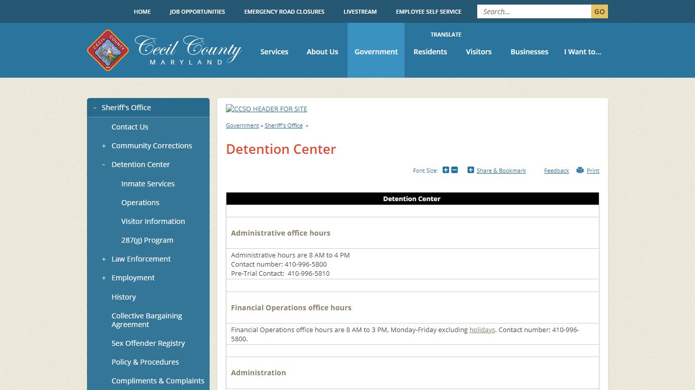 Detention Center | Cecil County